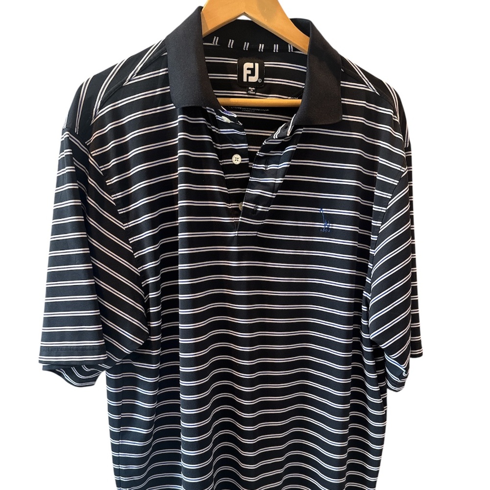 FootJoy Polo Shirt Mens Large Performance Golf Lightweight Striped Stretch